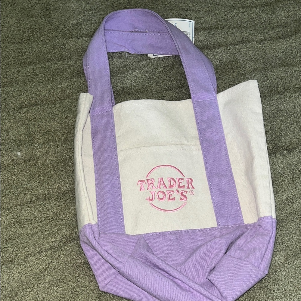 Mini Trader Joe's Lavender & Cream Canvas Tote
